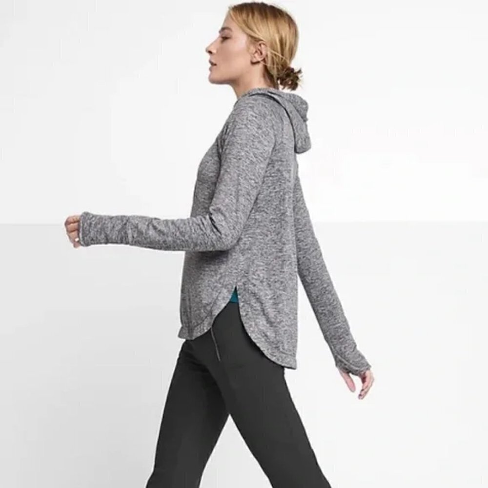 Athleta, Size XXS, Marled Gray Uptempo Performance Pullover Hoodie, EUC